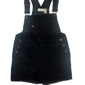 VTG Womens Kathy Ireland Black Corduroy Overall Shorts SZ M 90s Shortalls